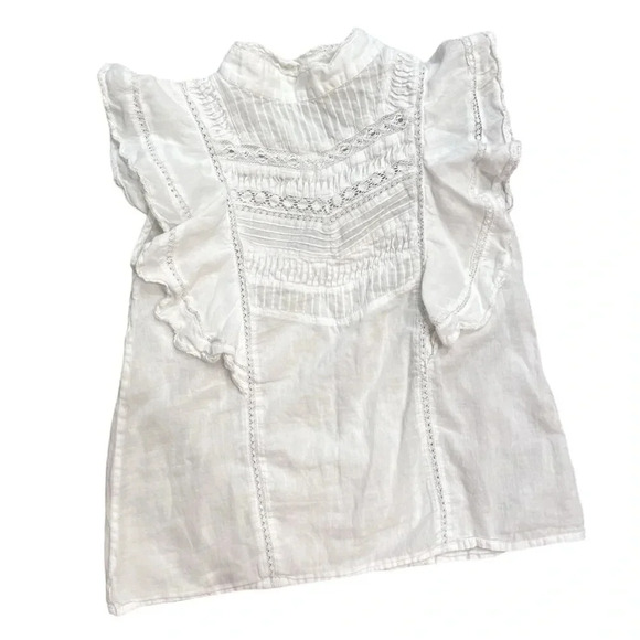 Hartford Girl’s Hedine White Flutter Sleeve Top - Picture 1 of 9